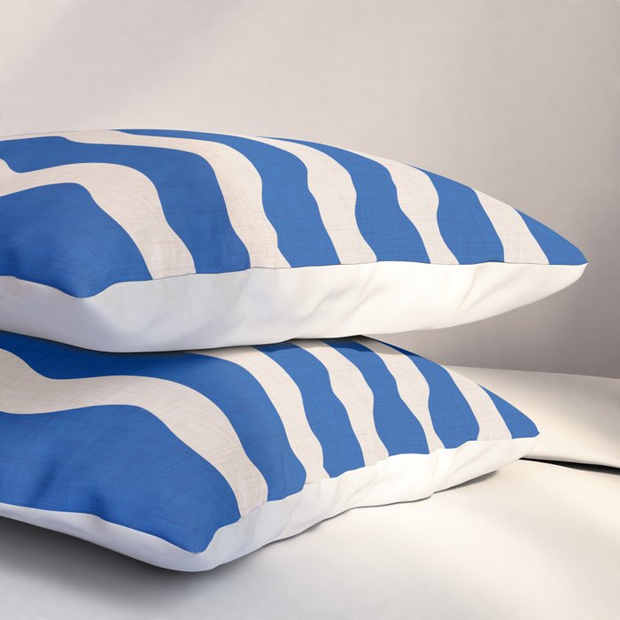Indigo Waves in Blue and White Pillow Sham Gallery Image 3