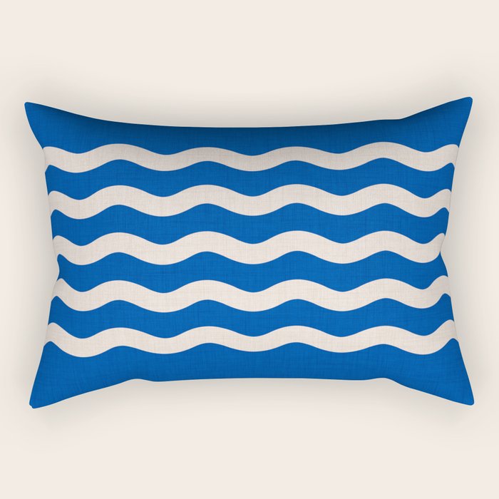 Indigo Waves in Blue and White Rectangular Pillow Gallery Image 1