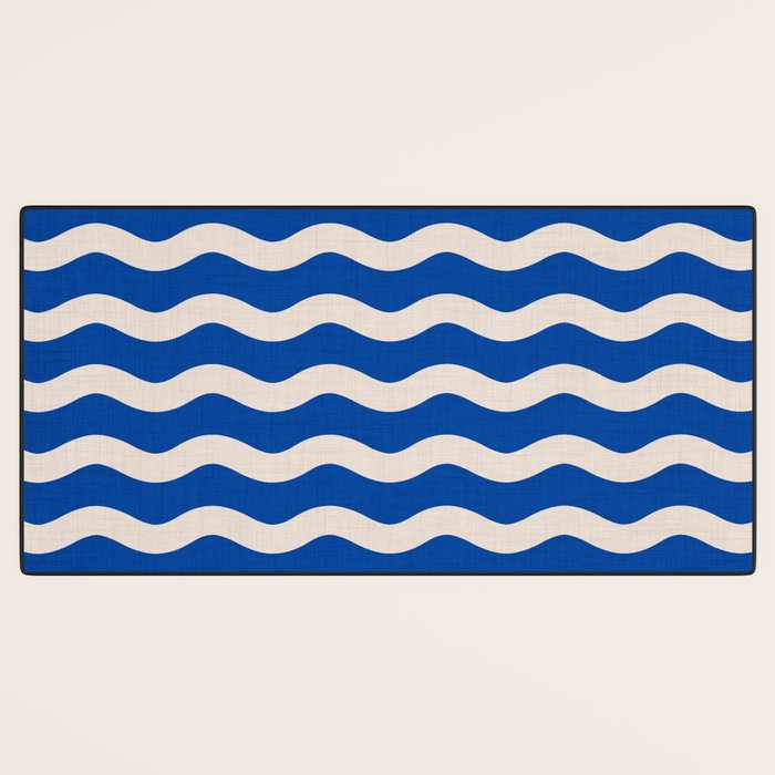 Indigo Waves in Blue and White Desk Mat Gallery Image 3