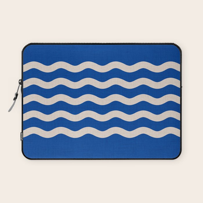 Indigo Waves in Blue and White Laptop Sleeve Gallery Image 1