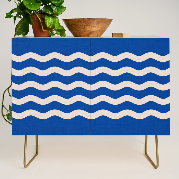 Indigo Waves in Blue and White Credenza Gallery Image 1