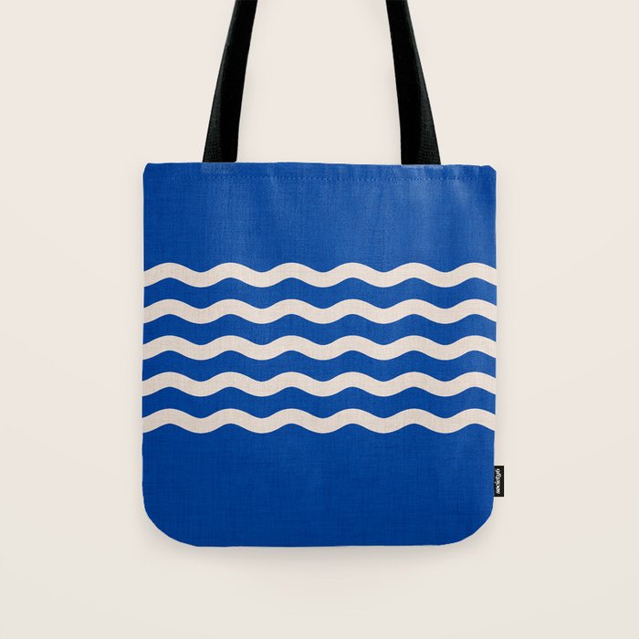 Indigo Waves in Blue and White Tote Bag Gallery Image 1