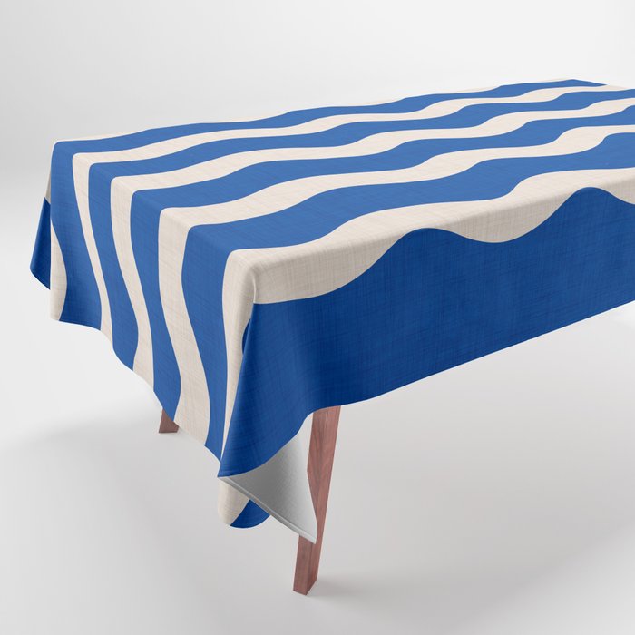 Indigo Waves in Blue and White Tablecloth Gallery Image 1
