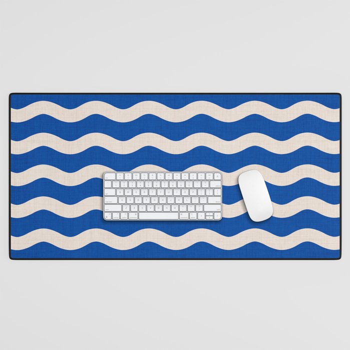 Indigo Waves in Blue and White Desk Mat Gallery Image 1
