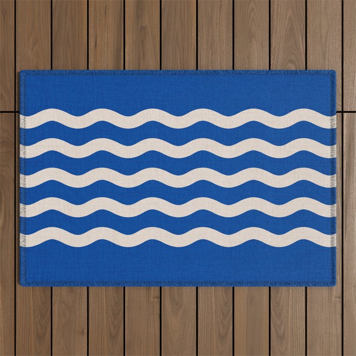 Indigo Waves in Blue and White Outdoor Rug Gallery Image 1