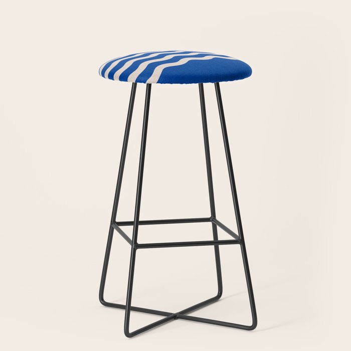 Indigo Waves in Blue and White Stool Gallery Image 1