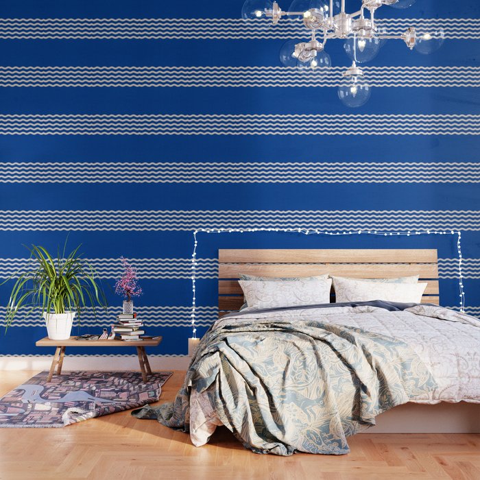 Indigo Waves in Blue and White Wallpaper Gallery Image 3