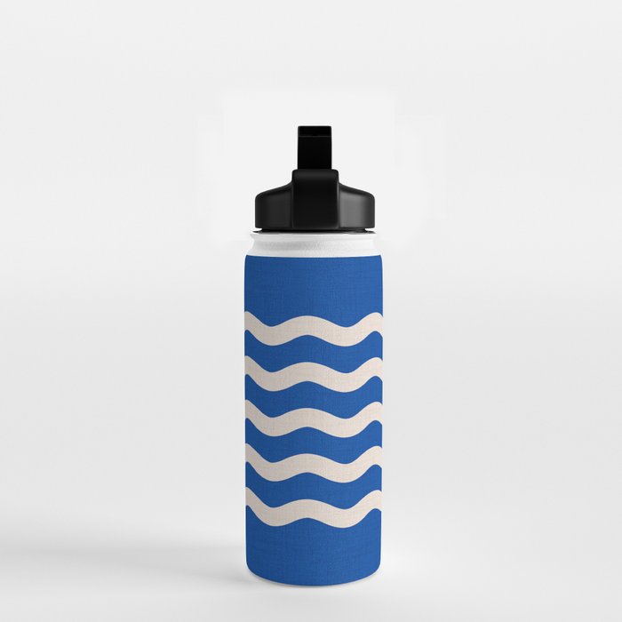 Indigo Waves in Blue and White Water Bottle Gallery Image 2