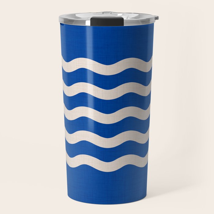 Indigo Waves in Blue and White Travel Mug Gallery Image 1