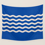 Indigo Waves in Blue and White Wall Tapestry Gallery Image 4