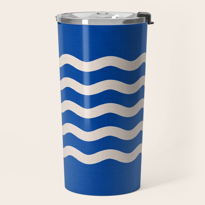 Indigo Waves in Blue and White Travel Mug Gallery Image 2