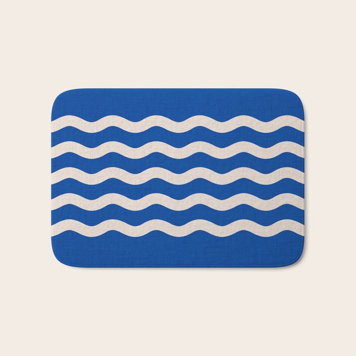 Indigo Waves in Blue and White Bath Mat Gallery Image 1