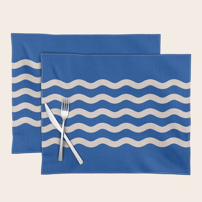 Indigo Waves in Blue and White Placemat Gallery Image 1