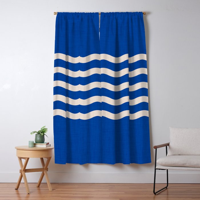 Indigo Waves in Blue and White Window Curtain Gallery Image 5