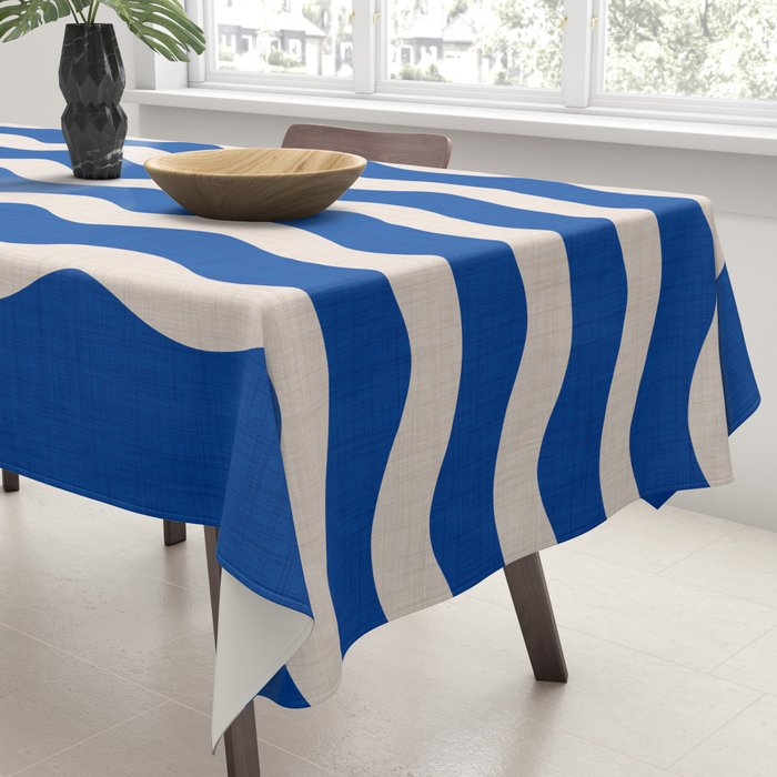 Indigo Waves in Blue and White Tablecloth Gallery Image 3