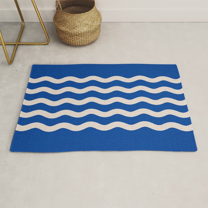 Indigo Waves in Blue and White Rug Gallery Image 1