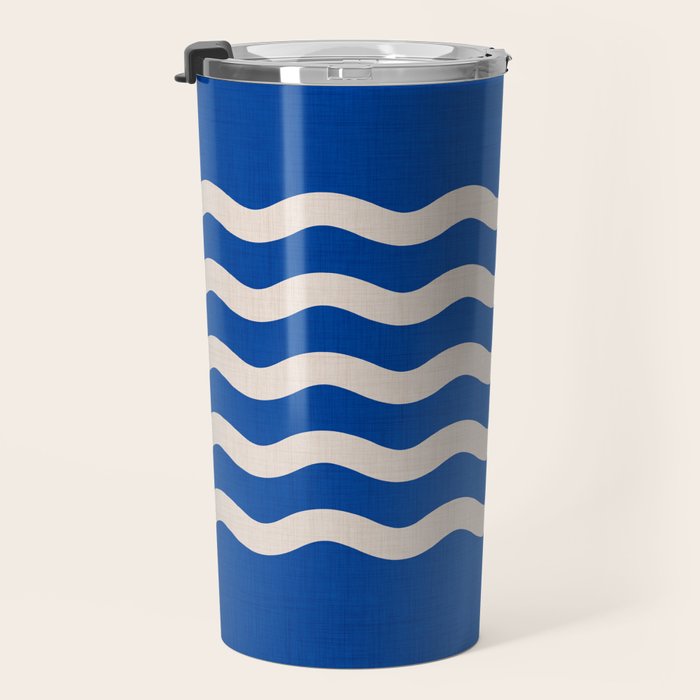 Indigo Waves in Blue and White Travel Mug Gallery Image 3