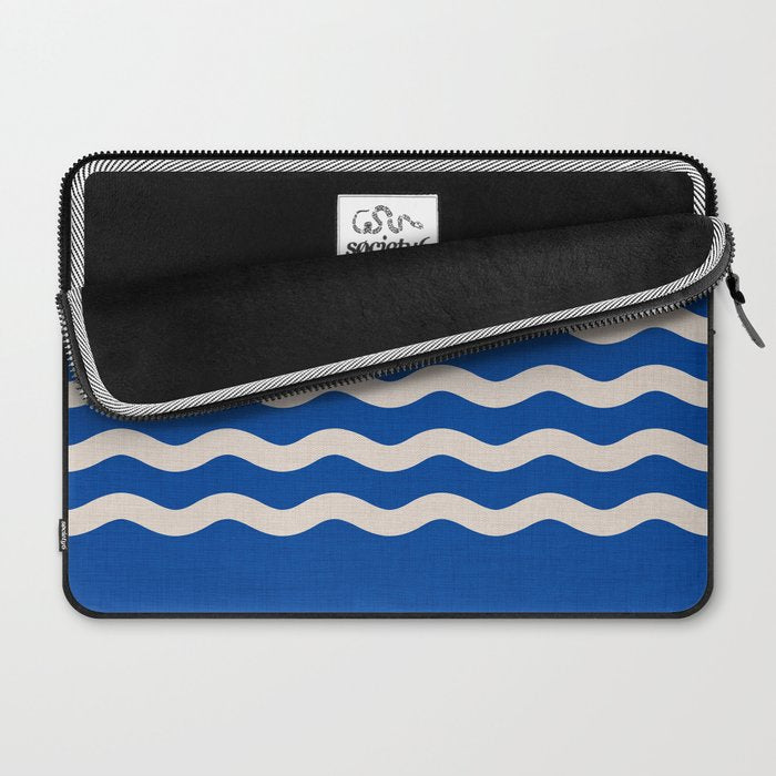 Indigo Waves in Blue and White Laptop Sleeve Gallery Image 2