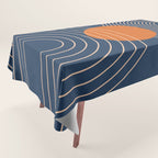 Geometric Lines in Orange and Navy Blue 2 (Sun and Rainbow Abstract) Tablecloth Gallery Image 1