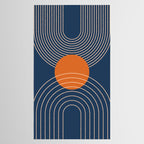 Geometric Lines in Orange and Navy Blue 2 (Sun and Rainbow Abstract) Tablecloth Gallery Image 2