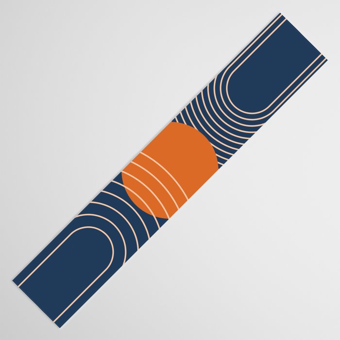 Geometric Lines in Orange and Navy Blue 2 (Sun and Rainbow Abstract) Table Runner Gallery Image 3