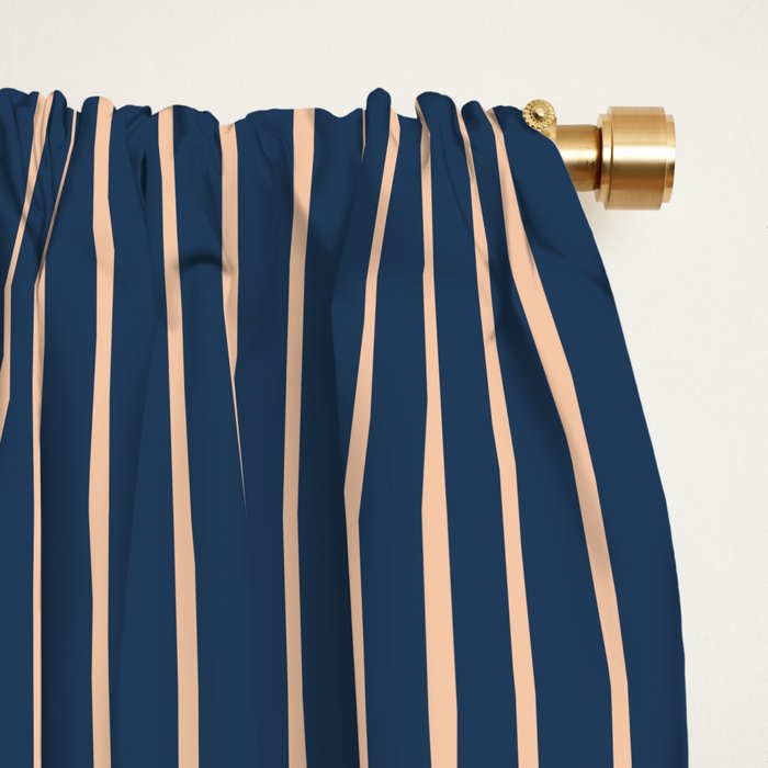 Geometric Lines in Orange and Navy Blue 2 (Sun and Rainbow Abstract) Window Curtain Gallery Image 2