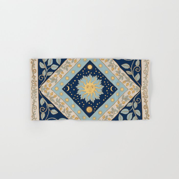 Sun Moon and Stars Celestial Blue Bath Towel Gallery Image 1