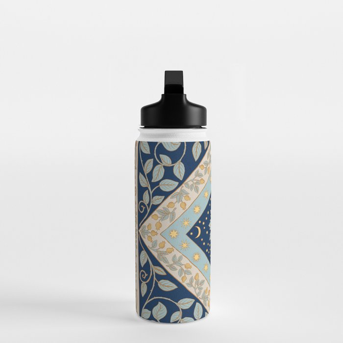 Sun Moon and Stars Celestial Blue Water Bottle Gallery Image 3
