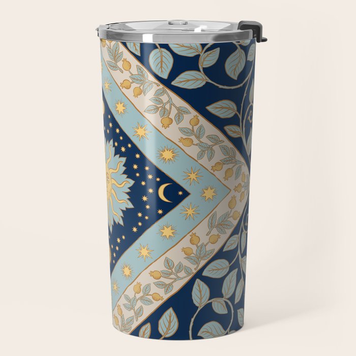 Sun Moon and Stars Celestial Blue Travel Mug Gallery Image 2