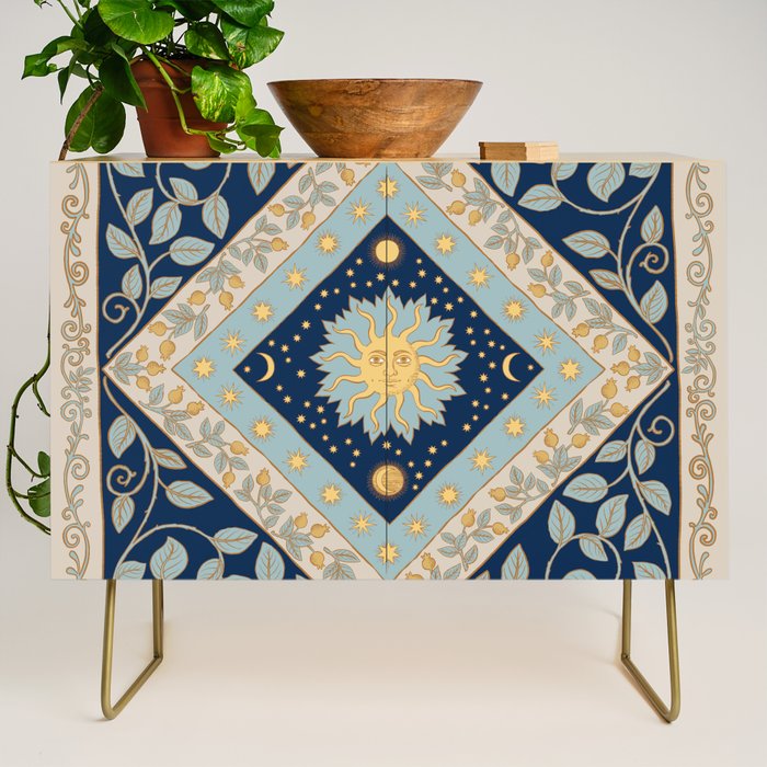 Sun Moon and Stars Celestial Blue Credenza Gallery Image 1