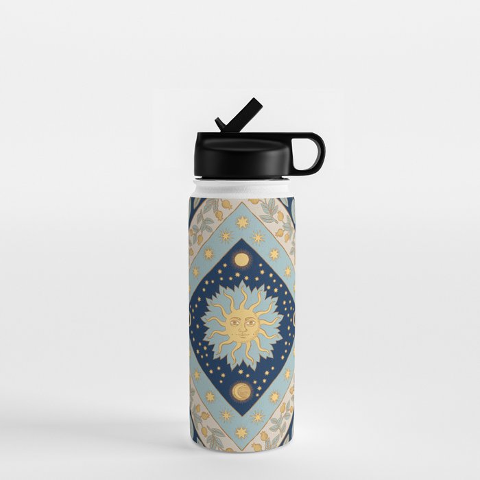 Sun Moon and Stars Celestial Blue Water Bottle Gallery Image 1