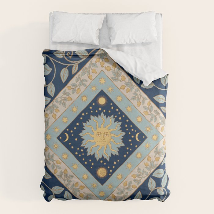 Sun Moon and Stars Celestial Blue Duvet Cover Gallery Image 6
