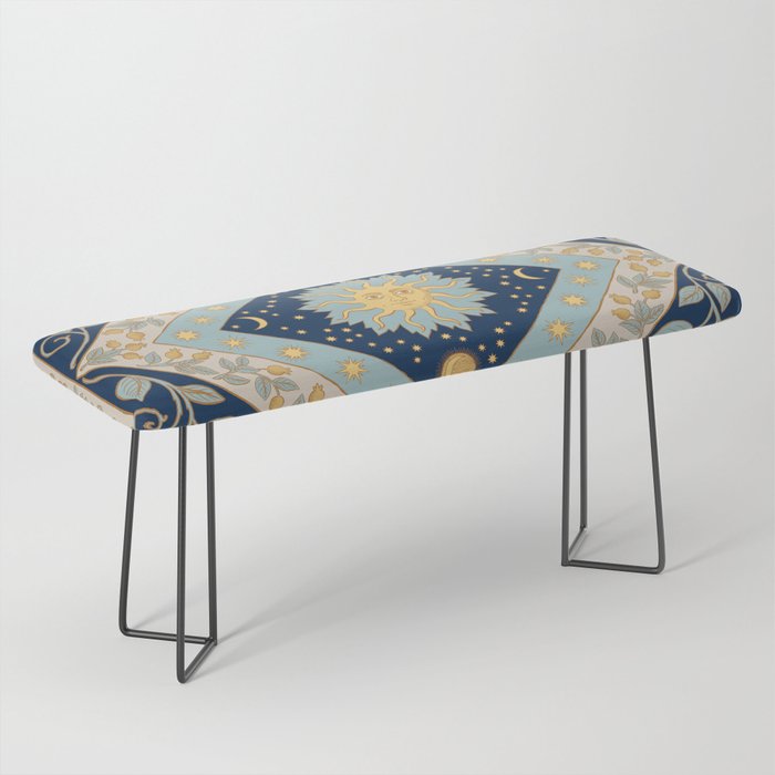Sun Moon and Stars Celestial Blue Bench Gallery Image 1