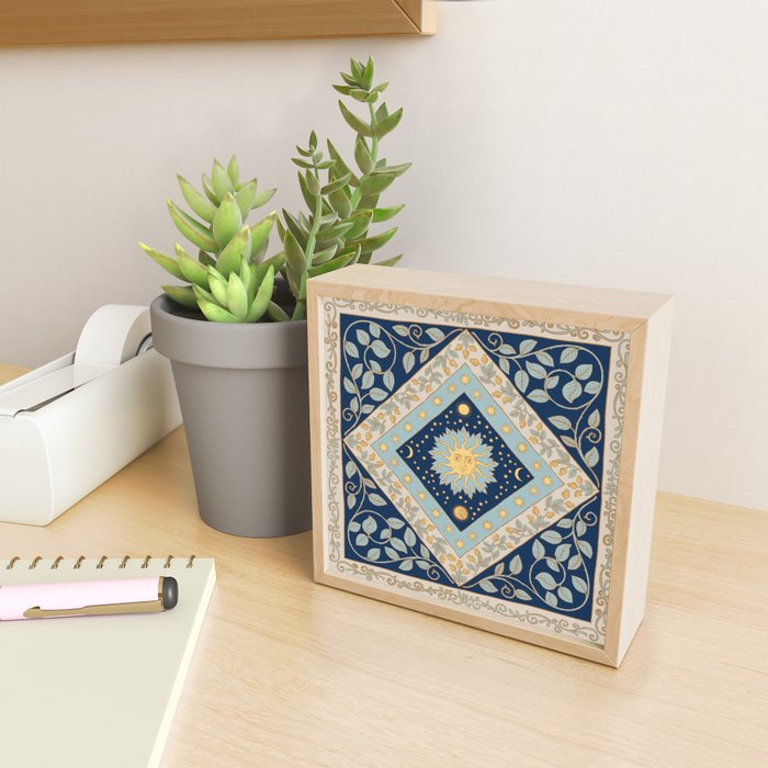 Sun Moon and Stars Celestial Blue Mini Art Print Gallery Image 2