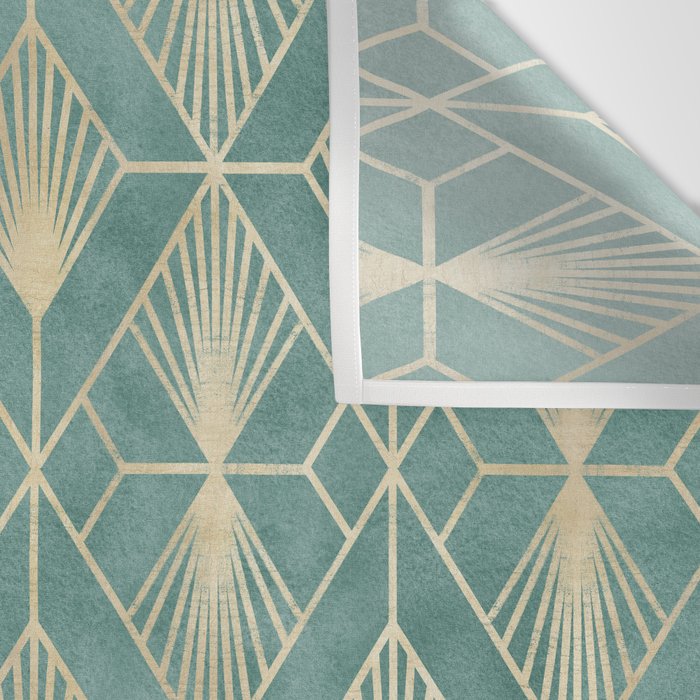 Art Deco Diamonds in Teal and Gold Wall Tapestry Gallery Image 3