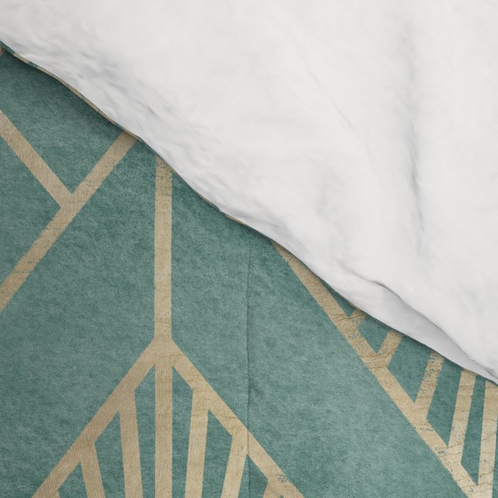 Art Deco Diamonds in Teal and Gold Comforter Gallery Image 4