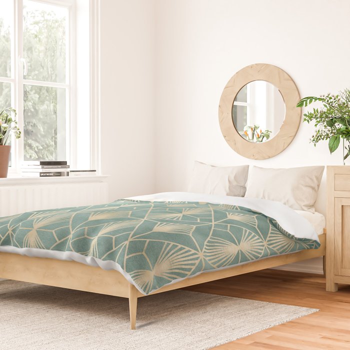 Art Deco Diamonds in Teal and Gold Duvet Cover Gallery Image 2