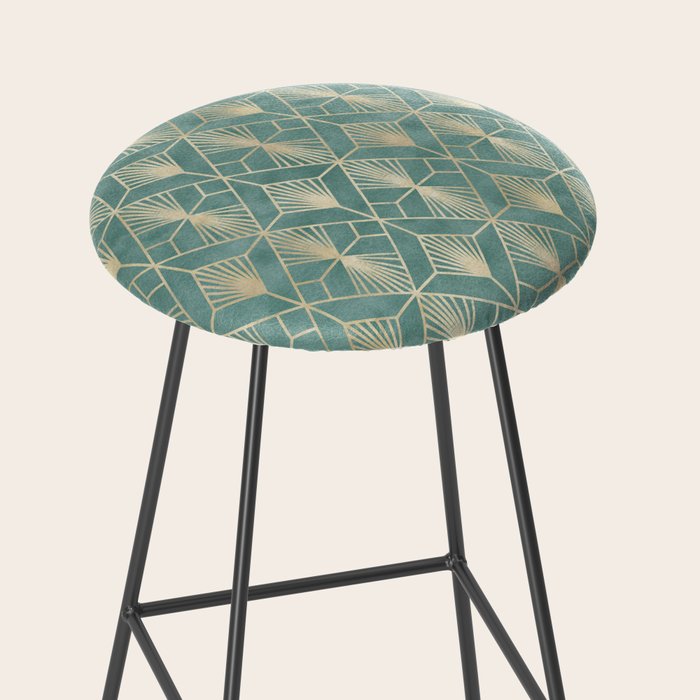 Art Deco Diamonds in Teal and Gold Stool Gallery Image 2