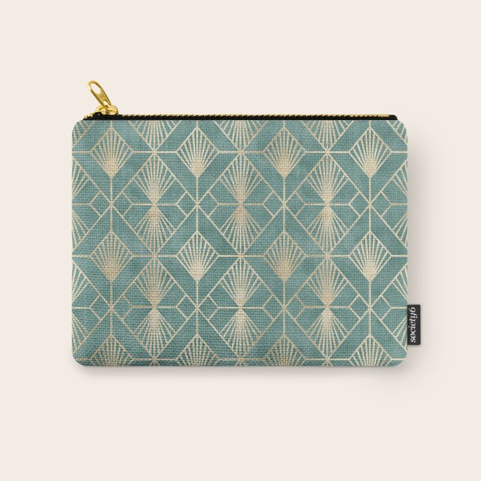 Art Deco Diamonds in Teal and Gold Carry All Pouch Gallery Image 1