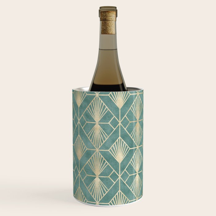 Art Deco Diamonds in Teal and Gold Wine Chiller Gallery Image 3
