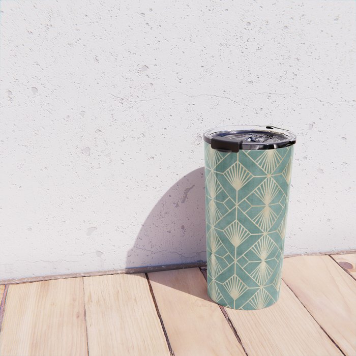 Art Deco Diamonds in Teal and Gold Travel Mug Gallery Image 4
