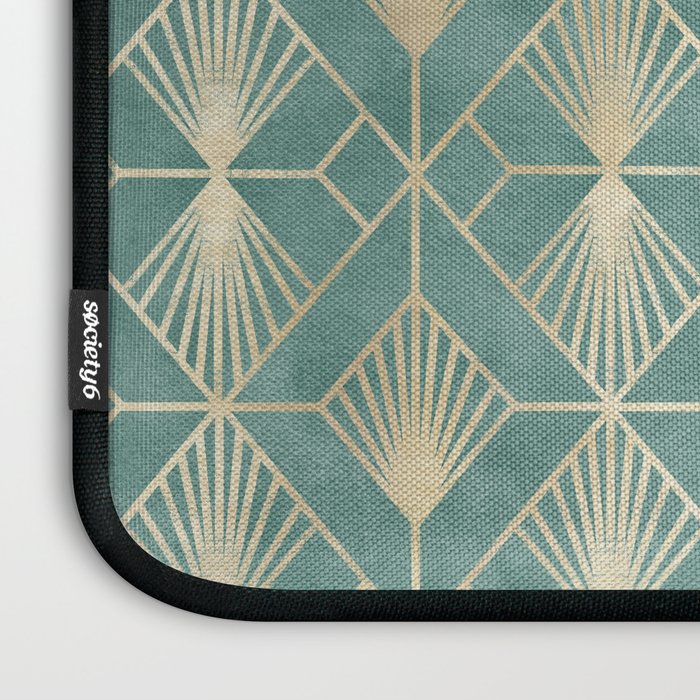 Art Deco Diamonds in Teal and Gold Laptop Sleeve Gallery Image 3