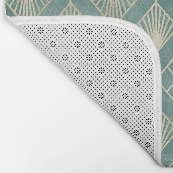 Art Deco Diamonds in Teal and Gold Bath Mat Gallery Image 2