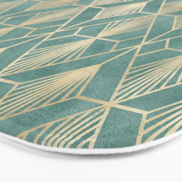 Art Deco Diamonds in Teal and Gold Bath Mat Gallery Image 3