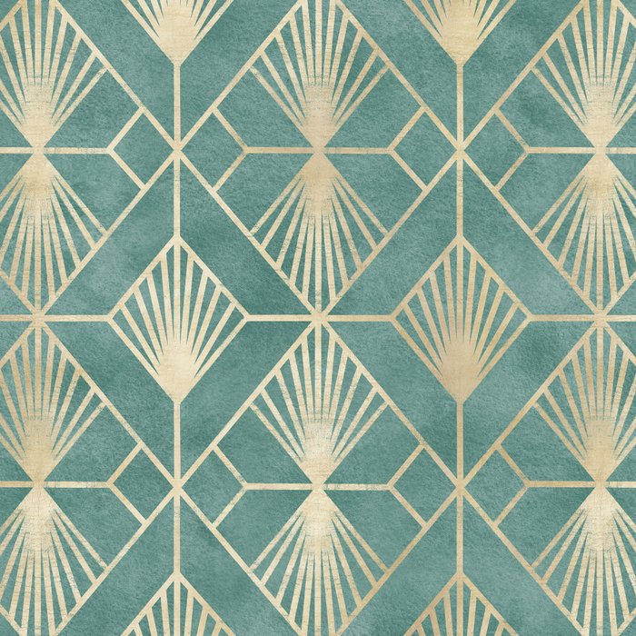 Art Deco Diamonds in Teal and Gold Coffee Mug Gallery Image 2
