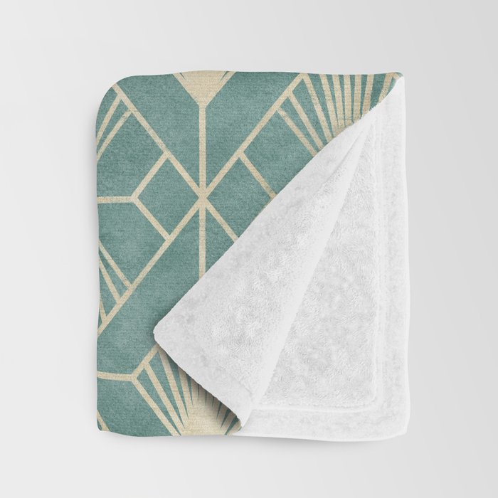 Art Deco Diamonds in Teal and Gold Throw Blanket Gallery Image 3