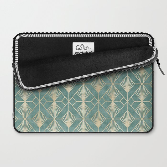 Art Deco Diamonds in Teal and Gold Laptop Sleeve Gallery Image 2