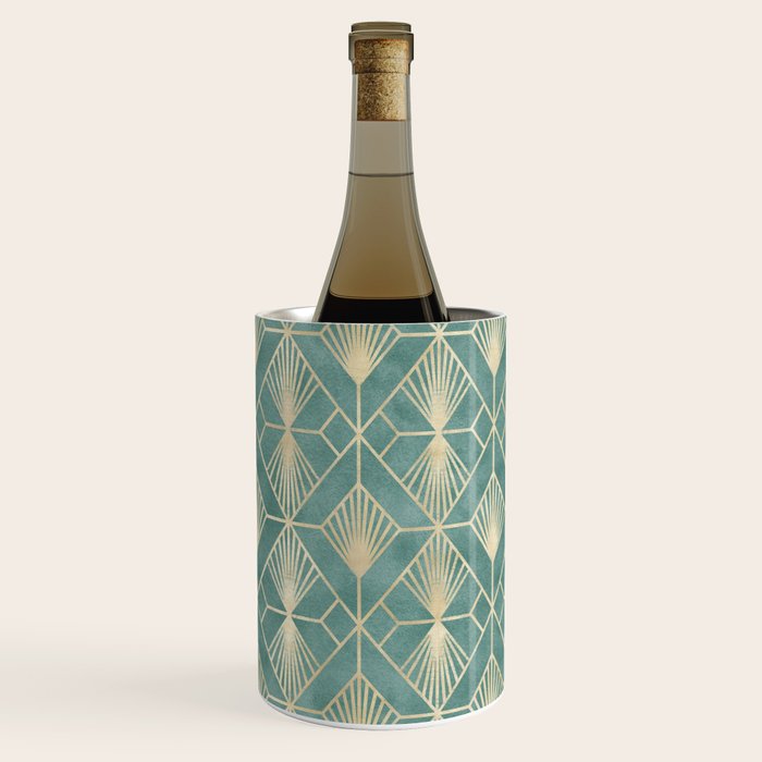 Art Deco Diamonds in Teal and Gold Wine Chiller Gallery Image 2