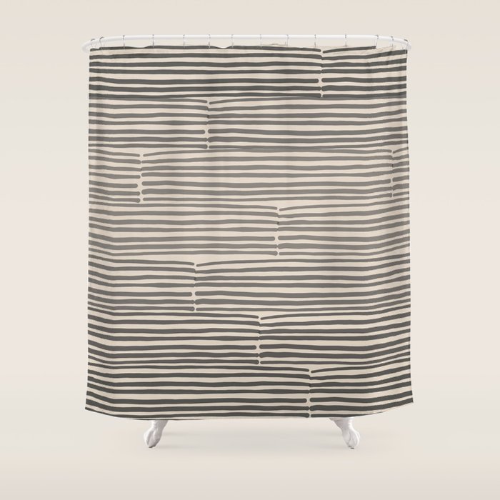 hand drawn light lines â charcoal Shower Curtain Gallery Image 1