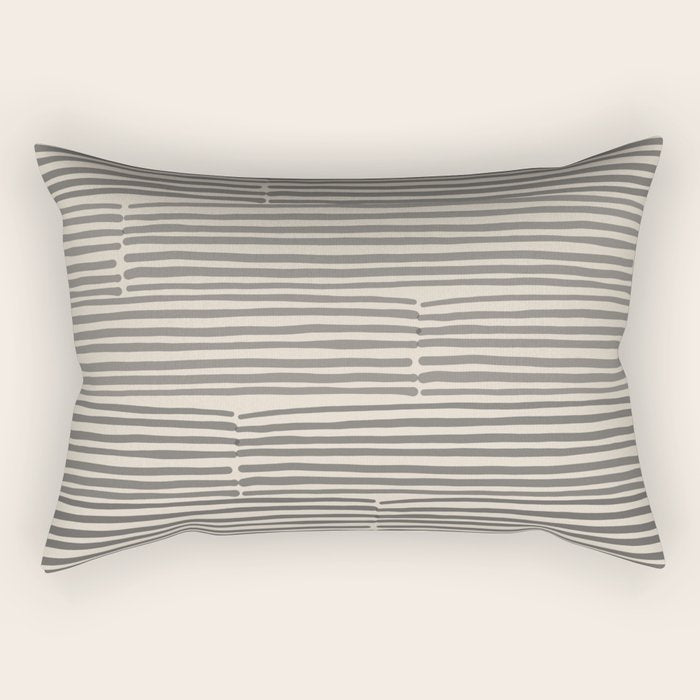 hand drawn light lines â charcoal Rectangular Pillow Gallery Image 1